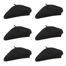 6 Pieces Berets for Women, Wool French Beret Hats for Women Costumes Artist P...