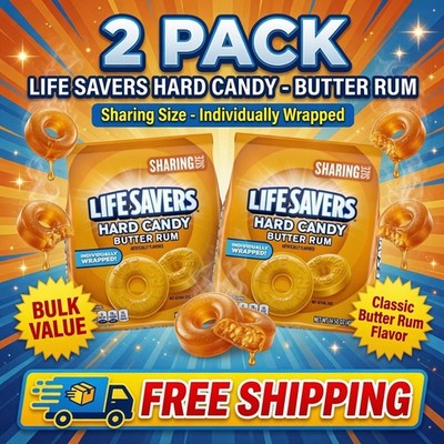 Life Savers Butter Rum Hard Candy Wrapped Sharing Size (2PACK) | Free Shipping!