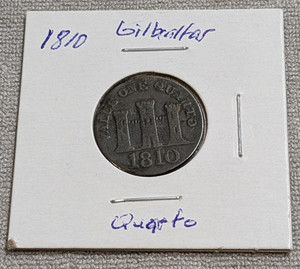 1810 Gibraltar Quarto KM# Tn3.1 Large Date (One Year Issue Coin)