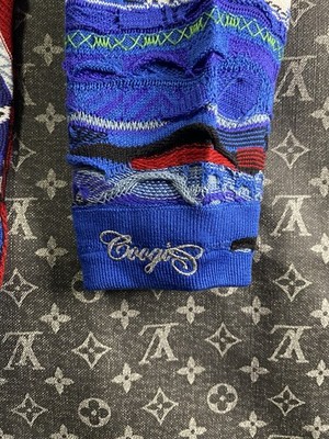 Coogi Mens Size-S Byron Quarter-Zip Sweater Cable Knit Blue Multi