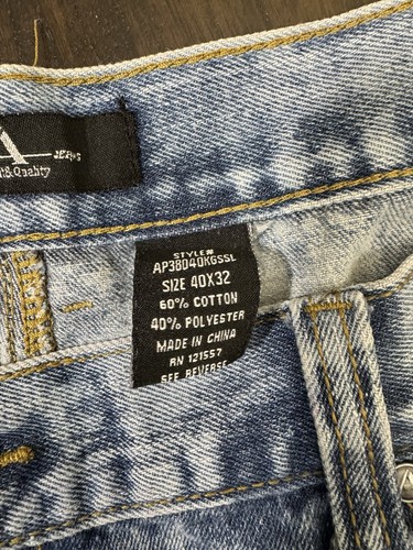 Agile Straight Leg Faded Blue Jeans Men Size 40/32 Distressed Denim - Picture 6 of 9