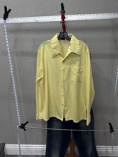 VTG 1970's Joel California Bright Yellow Pattern LONG SLEEVE SHIRT XL 17 x 35/36