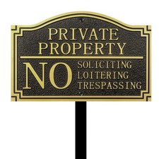 Private Property No Trespassing Sign with Stake, No Soliciting Sign Statement...