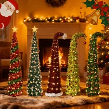 5 FT Pop Up Christmas Tree Collapsible Artificial Pencil Tree Holiday Decoration