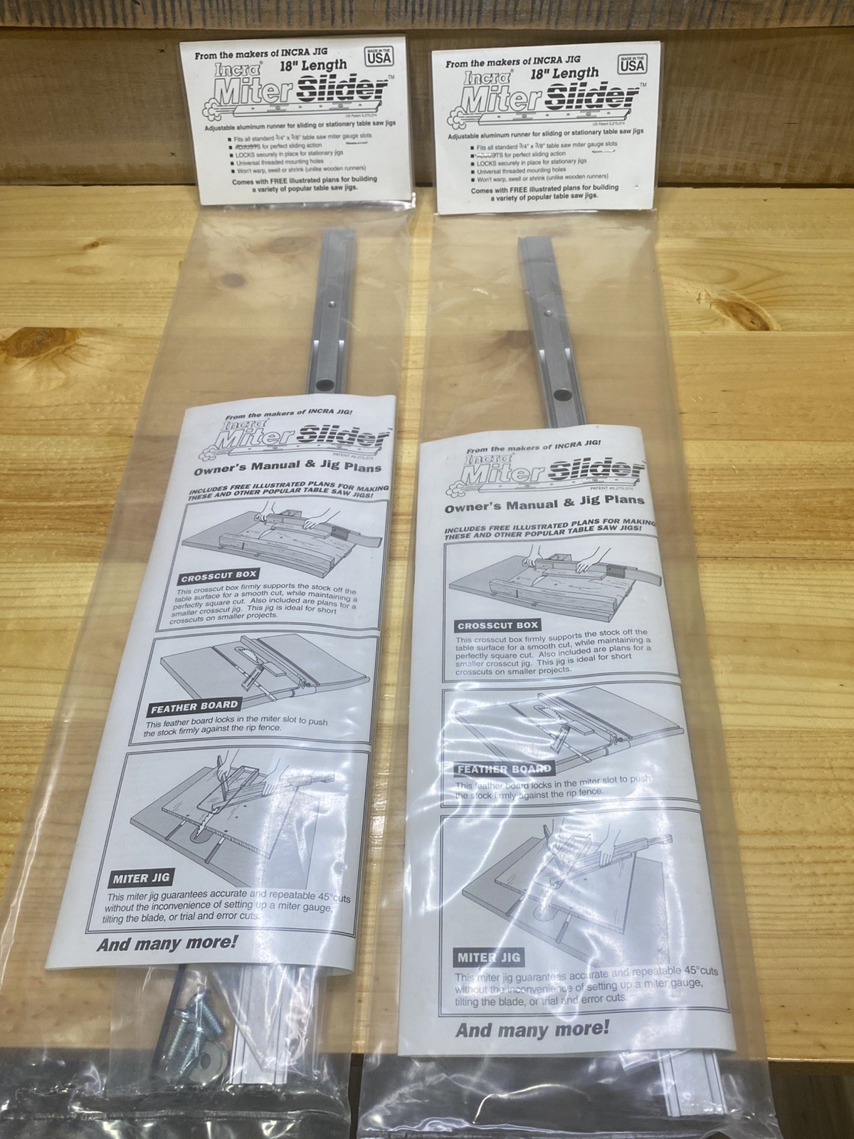 Lot of 2 INCRA Build-It System Miter Slider for Woodworking Jigs & Fixtures 18"