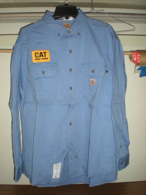 【USA-new】carhartt allinone fr2112 cat2新品 New Carhartt FR Large Blue Flame Resistant Shirt CAT2 NFPA 2112