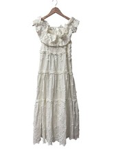 ASTR the Label Piccola Off Shoulder Maxi Long Dress Eyelet Floral White Large