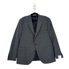 Jack Victor Men 48 R Esprit Suit Blazer Jacket Gray Slim Fit Super 100s Check