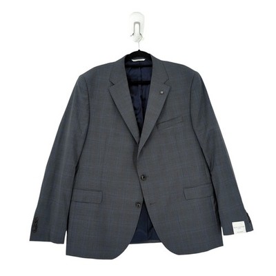 Jack Victor Men 48 R Esprit Suit Blazer Jacket Gray Slim Fit Super 100s Check