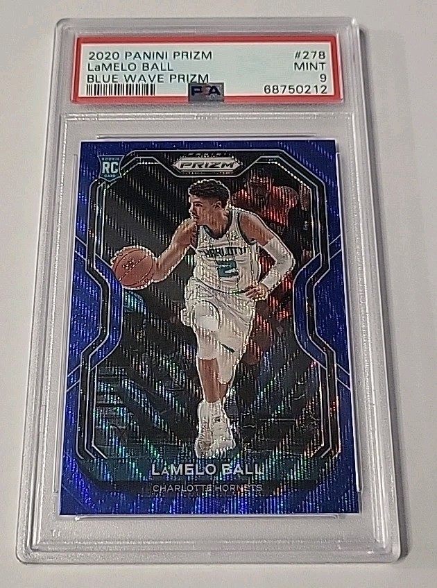 LaMelo Ball 2020 Panini Prizm Blue Wave Prizm ROOKIE RC Charlotte Hornets PSA 9