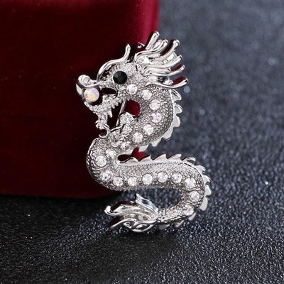 Vintage Diamante Flying Dragon Brosche Kristall Herren Anzüge Zubehör