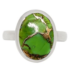 Copper Green Turquoise - Arizona 925 Sterling Silver Ring s.8 Jewelry R-1007