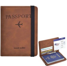 1pc Passport Holder PU Travel Wallet RFID Blocking Cover Case Unisex