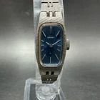 Seiko Watch Women 14mm Blue Dial Silver Tone Rectangle 1520-3629 Manual Runs JH7