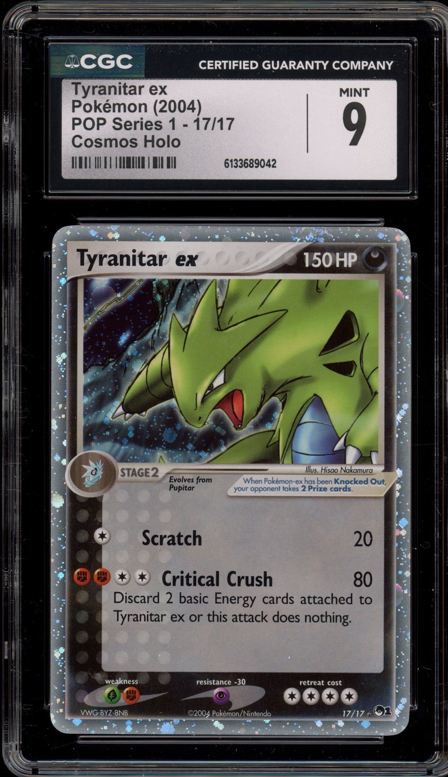 Pokemon Tyranitar ex POP Series 1 Cosmos Holo Rare #17 CGC 9 Mint