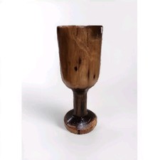 Turned Wood BLACk Walnut Wine Cup Goblet Chalice Mid Century Modern 9.25 X 3.25