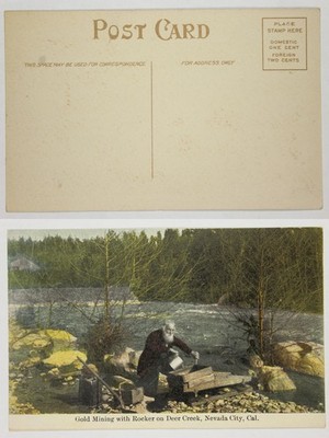 Vintage PC Gold Mining w/ Rocker on Deer Creek Nevada City CA 1907-1915