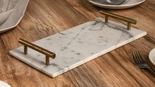 Marble Serving Tray with Metal Handles | Luxury Kitchen & Home Display Tray