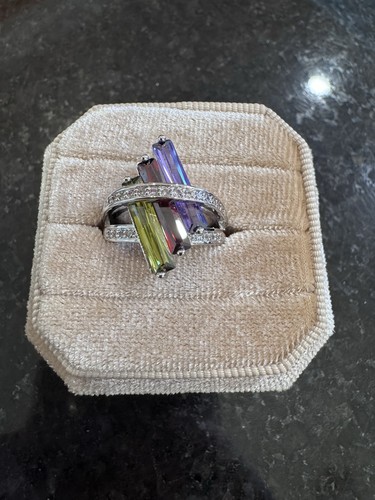 Anello RS Covenant (RSC) tono argento ametista granato tormalina strass misura 5,5 - Foto 2 di 5