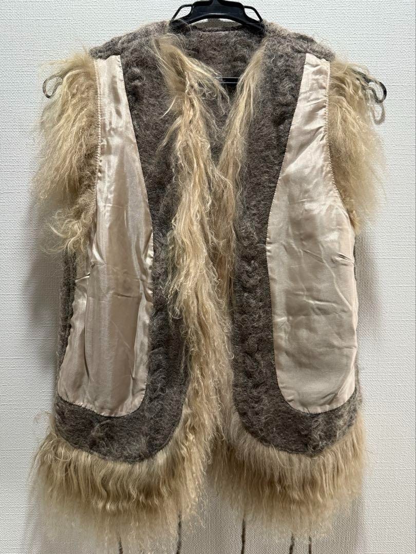 Rare Share Spirit Tibet Lamb Fur Mohair Embroidered Vest Extremely 
