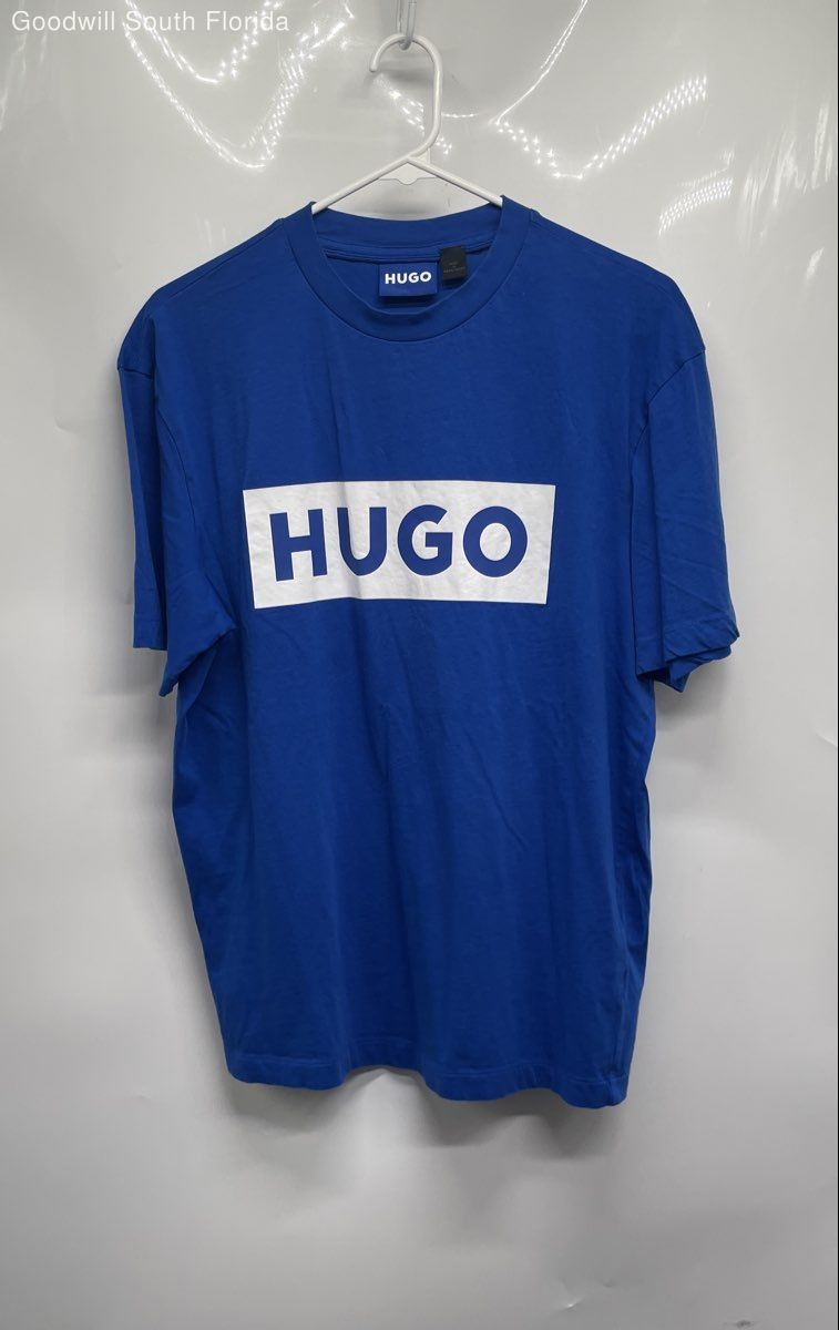 Hugo Boss Mens Blue Cotton Short Sleeve Crew Neck Pullover T-Shirt Size Small