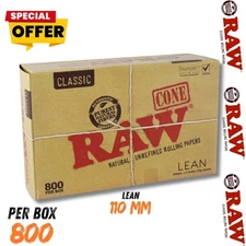 RAW Classic LEAN Cones - 800 counts Cone - Free Ship - 110 mm