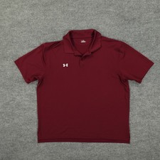 Under Armour Polo Shirt Mens XL Red HeatGear Golf Performance Stretch Athletic