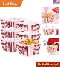 6 Pack Plastic Popcorn Buckets Reusable, Large Popcorn Containers for Movie N...