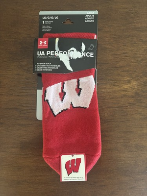 #ad Wisconsin Badgers Under Armour No Show Socks Large Red $20.00