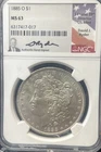 1885-O Morgan Silver Dollar NGC-MS63 Signed By 34th Mint Director David J. Ryder