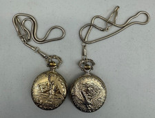STATUE OF LIBERTY Commemorative Pocket Watch 1886-1986 Vintage Set of 2
