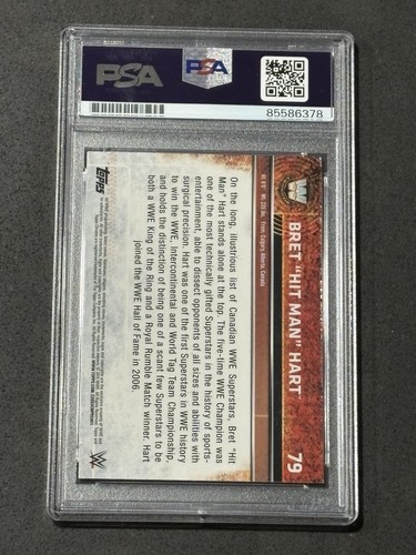BRET HART 2015 TOPPS CHROME WWE SIGNED AUTOGRAPHED CARD PSA/DNA CERTIFIED - Picture 2 of 2
