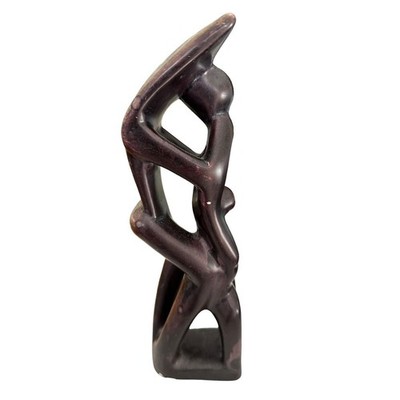 Mid Century Modern Abstract Sculpture Of Family With Child Made In Kenya 9.5 