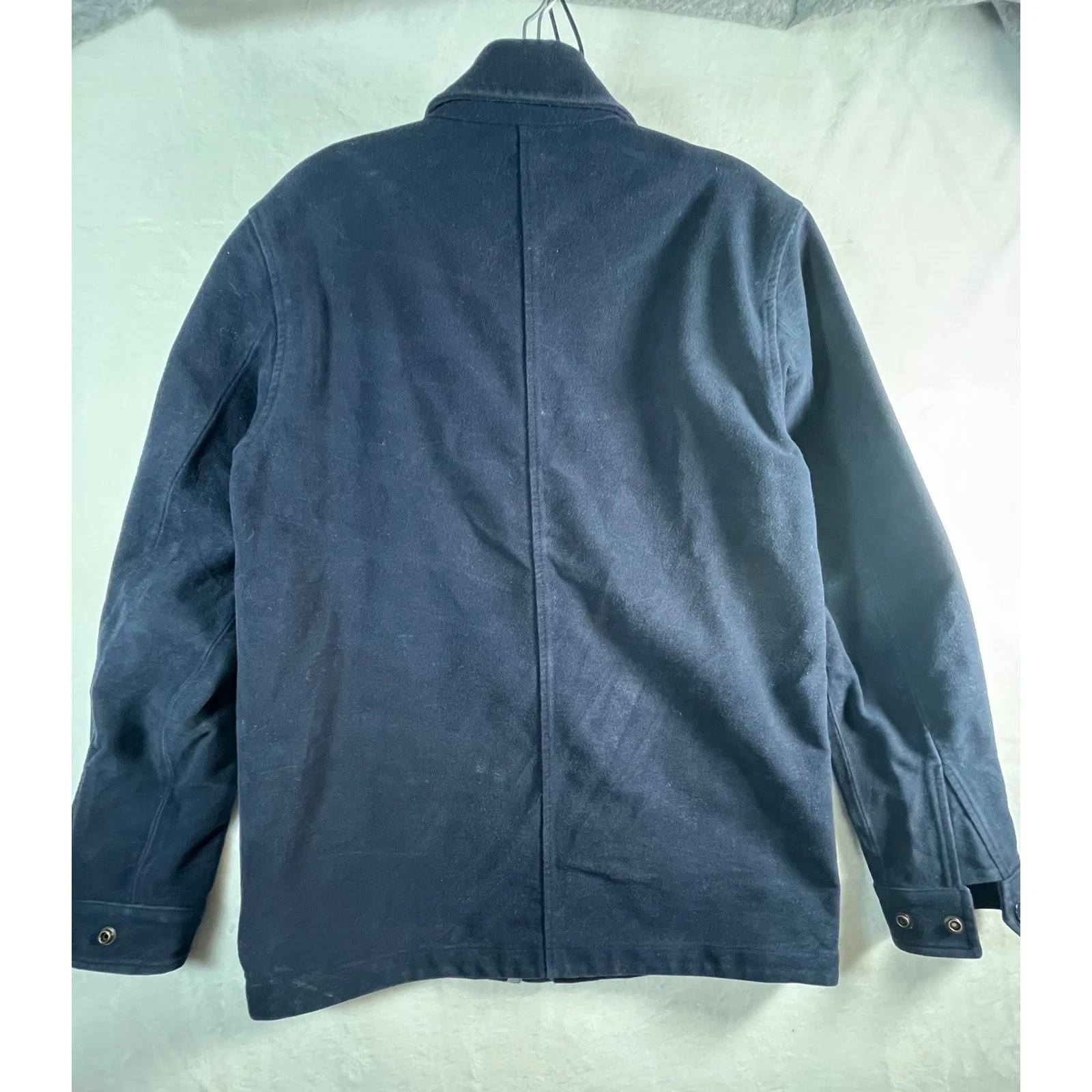 Obey Worldwide Mens M Navy Blue Zip Up Field Jacket Utility Coat Heavy Felt - product detail image 7