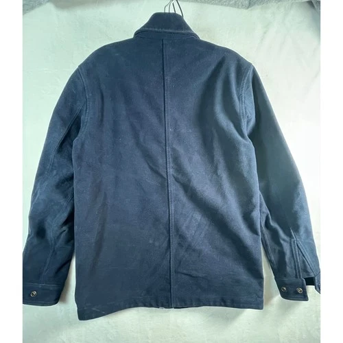Obey Worldwide Mens M Navy Blue Zip Up Field Jacket Utility Coat Heavy Felt image 7