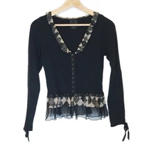 Auth ANNA SUI - Black Beige Multi Women's Cardigan