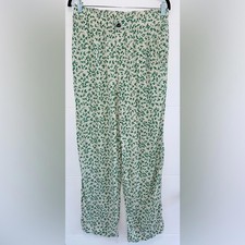 Ganni Crepe Floral Green Wide Pants Trousers in Floral Print Viscose 38/ US 6