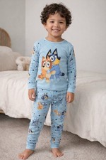 Bluey and Bingo Character TODDLER 5T Snug Fit Two-Piece Sleep Set color BLUE