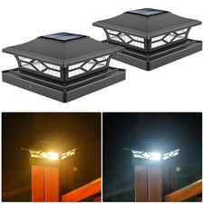2/4x LED Solar Post Deck Cap Lights Garden Cap Square Landscape Fence Lamps