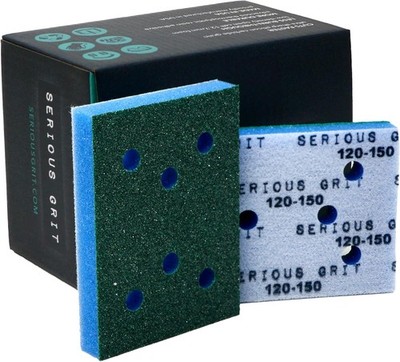 Serious Grit - 3'' x 4'' Foam Abrasive 120-150 Finish Sanding Pads - Fits Surfprep