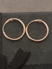 11mm Light 9ct Rose Gold 375 Hallmarked Ladies Hinged Hoop Earrings NEW Boxed