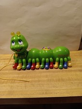 Leap Frog Alphabet Pal 2001 Green Caterpillar Musical Pull Toy Alphabet/Songs