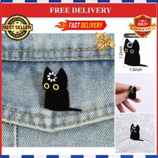 Black Cat Enamel Pin Brooch Cartoon Kitten Lapel Badge Cute Animal Gift