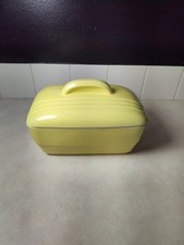 Cazuela de refrigerador amarilla Bowl Hall Westinghouse de colección con tapa defectos de 8,5"