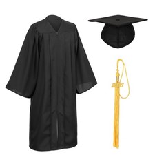 Unisex Matte Graduation Cap Gown Tassel Set High School Bachelor Gowns