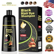 Black Hair Dye Shampoo 3 in 1 Argan Herbal Hair Color Gray Coverage 16.9oz