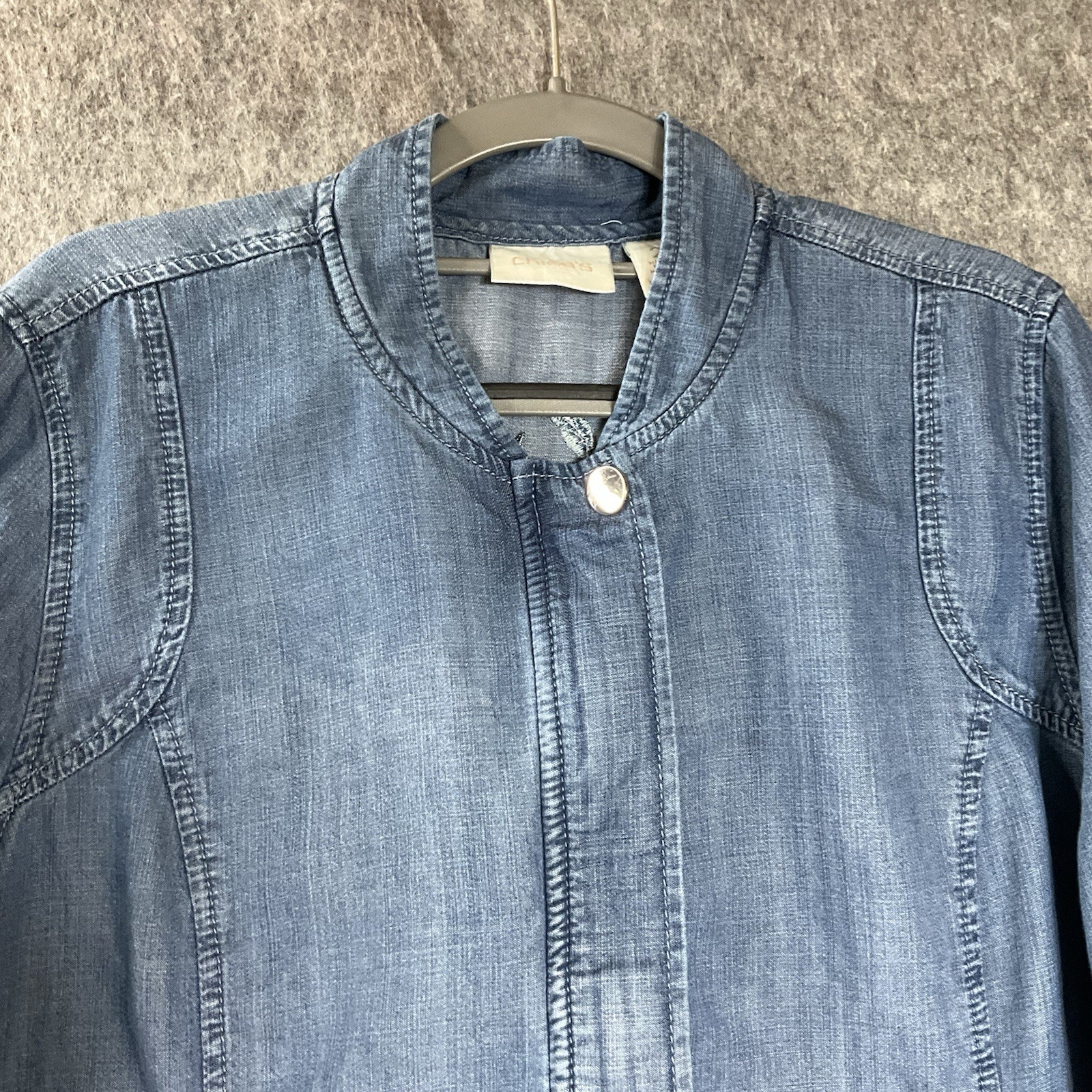 Chicos Jacket Womens 2 Large Blue Embroidered Poc… - image 3