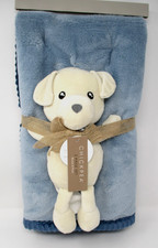 Chickpea Blue Baby Blanket Set Ribbed Trim Sherpa Ivory Dog Toy NEW