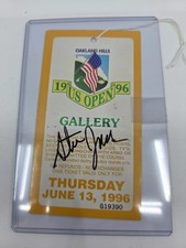 1996 US Open Golf Ticket Badge Steve Jones Signed Winner Tiger Woods 1st Open RC