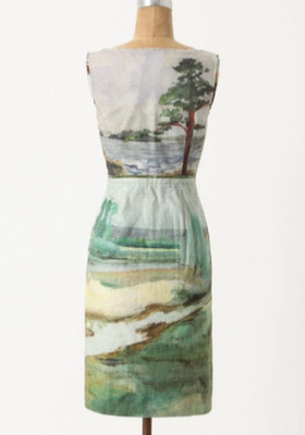 VTG Anthropologie Odille Artist s Rendering Landscape Scene Dress 4 Cottagecore